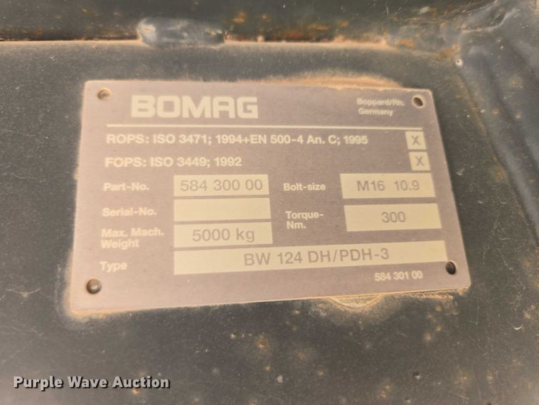 image for item EB1457 2007 Bomag BW124PDH-3 single drum vibratory roller