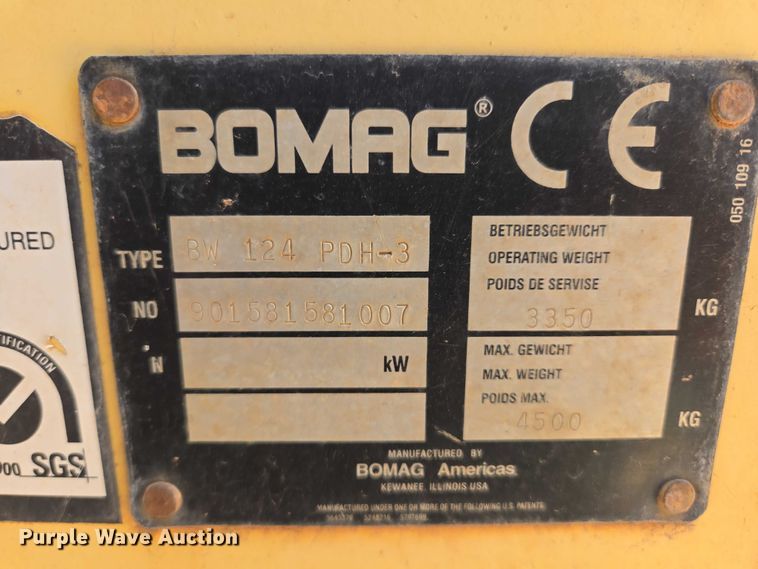 image for item EB1457 2007 Bomag BW124PDH-3 single drum vibratory roller