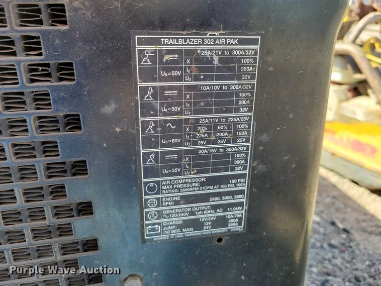 image for item EE1009 Miller Trailblazer 302 Air Pak welder/generator