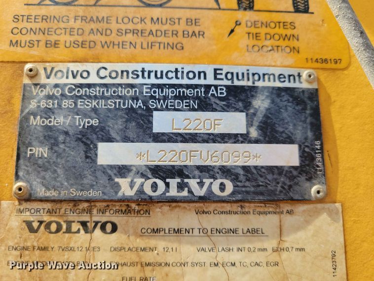image for item EE1045 2008 Volvo L220F wheel loader