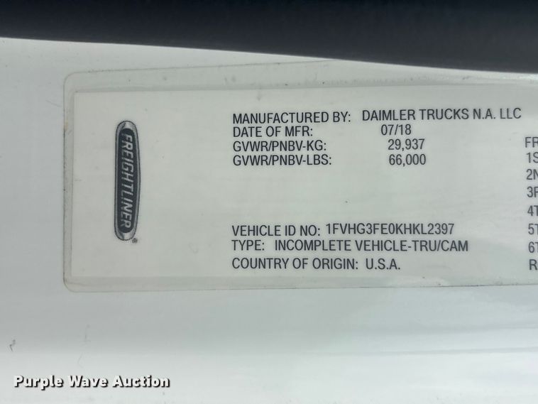 image for item EG9000 2019 Freightliner 114SD volumetric concrete mixer truck
