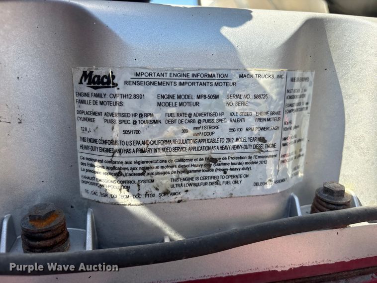 image for item EG9075 2013 Mack Granite GU713 vacuum truck