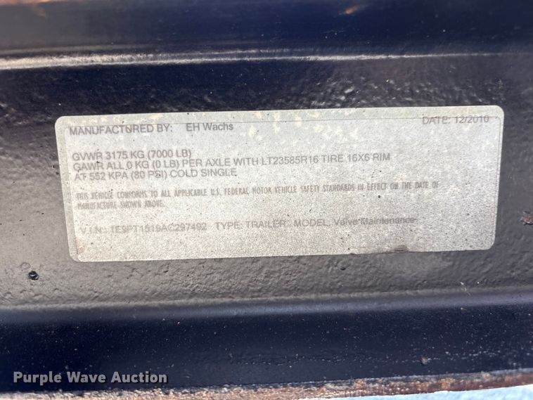 image for item EG9078 2010 EH Wachs Trav-L-Vac vacuum trailer