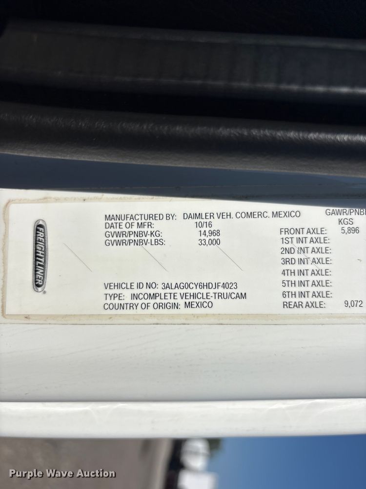 image for item EG9085 2017 Freightliner 108SD crane truck