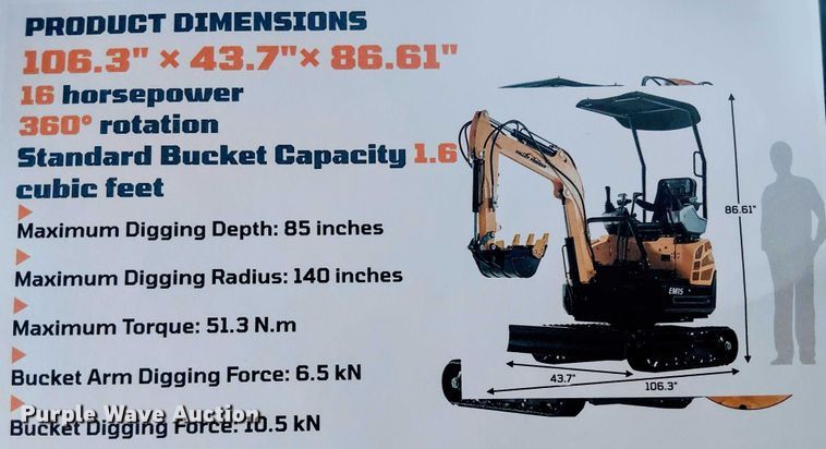 image for item EH4096 2024 Erie Industries EM15 mini excavator