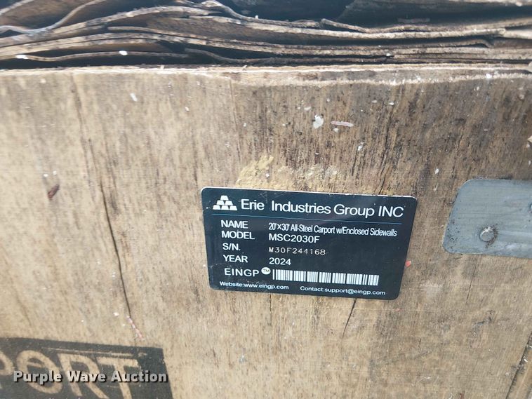 image for item EH4143 2024 Valley Pioneer MSC2030F steel carport