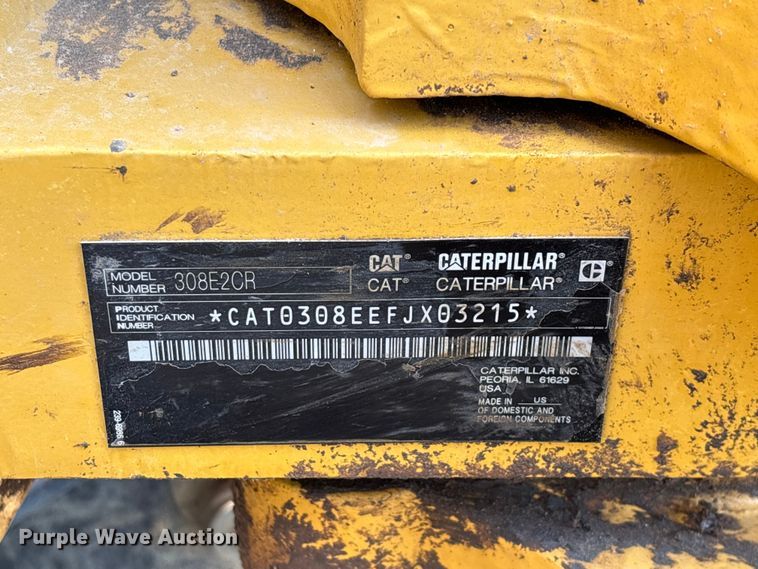 image for item EO4284 2015 Caterpillar 308E2CR mini excavator