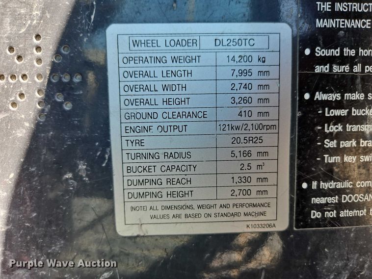 image for item EO7334 Doosan DL250TC wheel loader