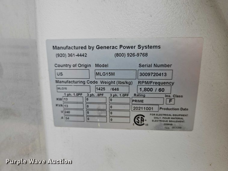 image for item EO7370 2021 Generac MLG15 light plant