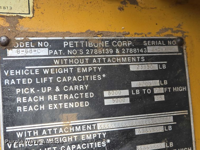 image for item ER1526 1988 Pettibone B-68-C telehandler