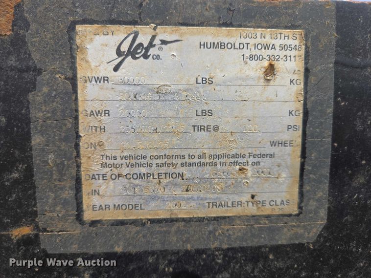 image for item ER1545 2002 Jet drop deck equipment trailer