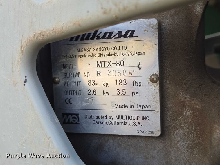 image for item ER1550 Mikasa MTX-80 plate compactor
