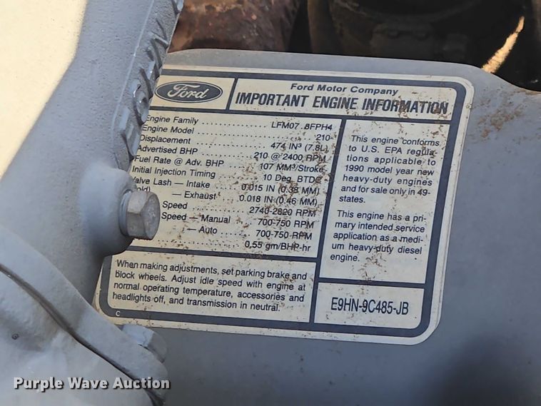 image for item ER1568 1991 Ford F800 dump truck