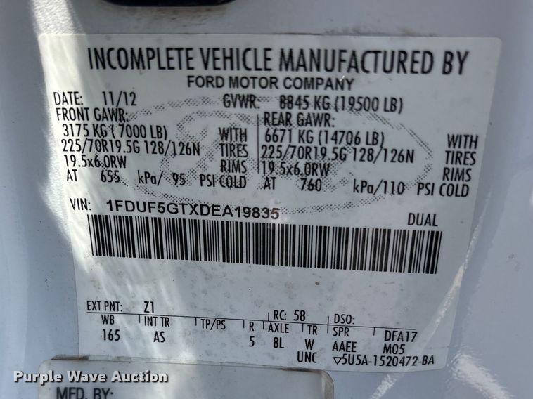 image for item ET2091 2013 Ford F550 Super Duty utility / service truck