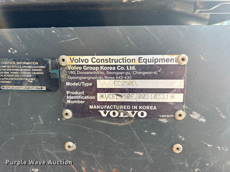 image for item ET2119 2017 Volvo EC250EL Excavator