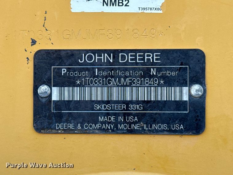 image for item ET6117 2021 John Deere 331G tracked skid steer loader