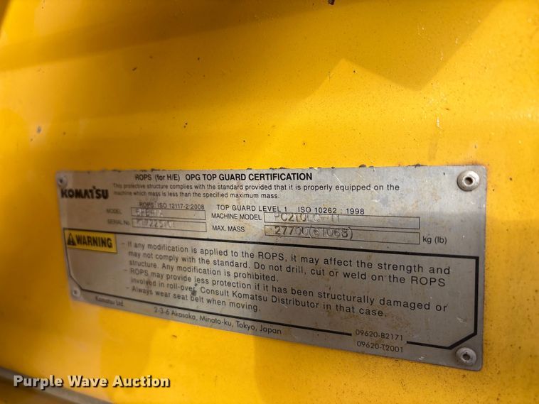 image for item EU5566 2018 Komatsu PC210LC-11 excavator