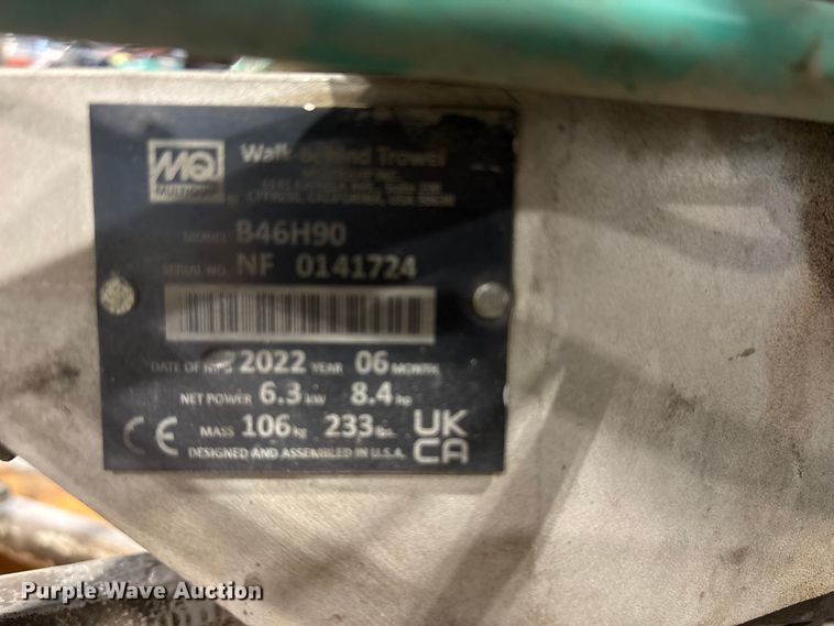 image for item EU5623 2022 Mq Whitman B46H90 power trowel