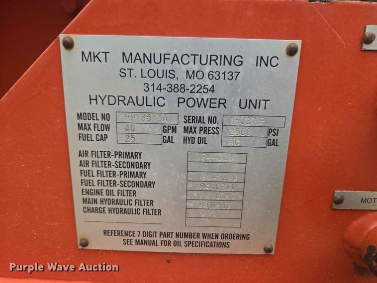 image for item EW0205 MKT Manufacturing Inc. HP-85T3A/V2-ESC pile driver / extractor