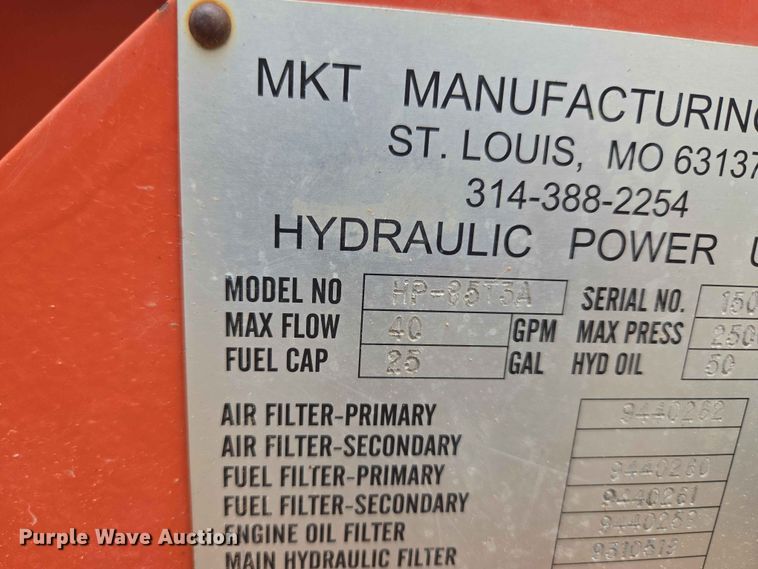 image for item EW0205 MKT Manufacturing Inc. HP-85T3A/V2-ESC pile driver / extractor