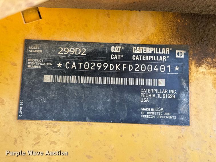 image for item EW4537 2015 Caterpillar 299D2 tracked skid steer loader