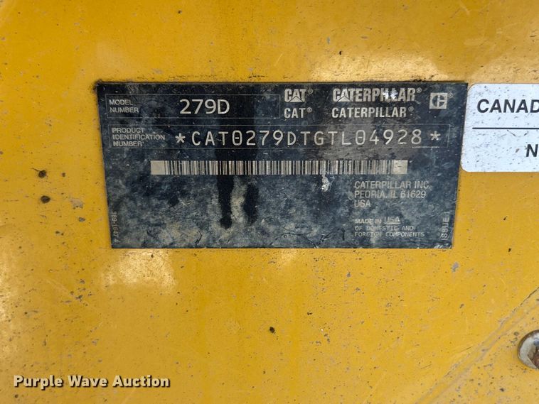 image for item FC2631 2018 Caterpillar 279D tracked skid steer loader