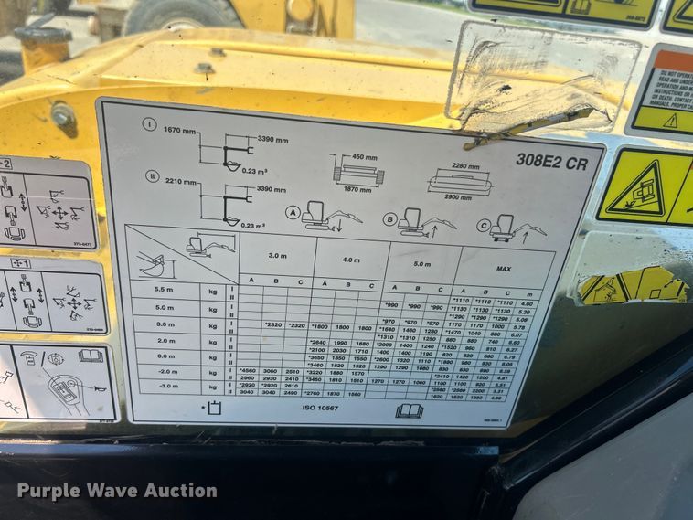 image for item FC2633 2018 Caterpillar 308E2CR mini excavator