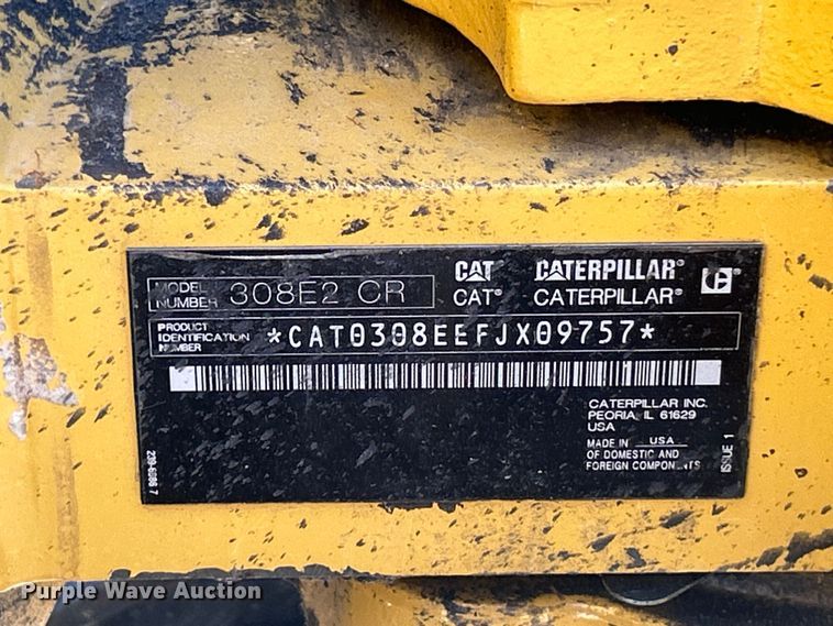 image for item FC2633 2018 Caterpillar 308E2CR mini excavator
