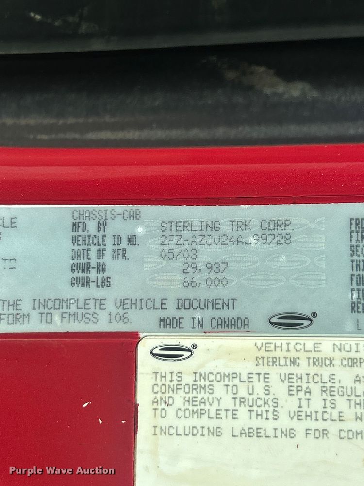 image for item FC5359 2004 Sterling dump truck