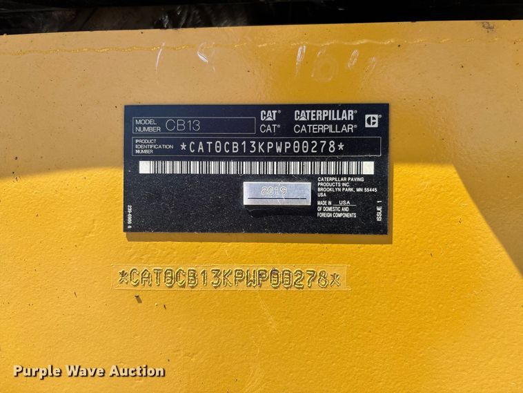 image for item FC5745 2019 Caterpillar CB13 double drum vibratory roller
