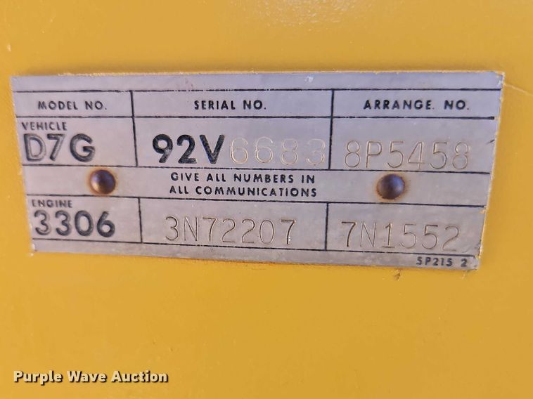 image for item FN5682 1978 Caterpillar D7G dozer