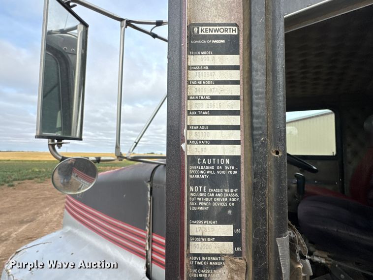 image for item NA9320 1987 Kenworth T600A dump truck