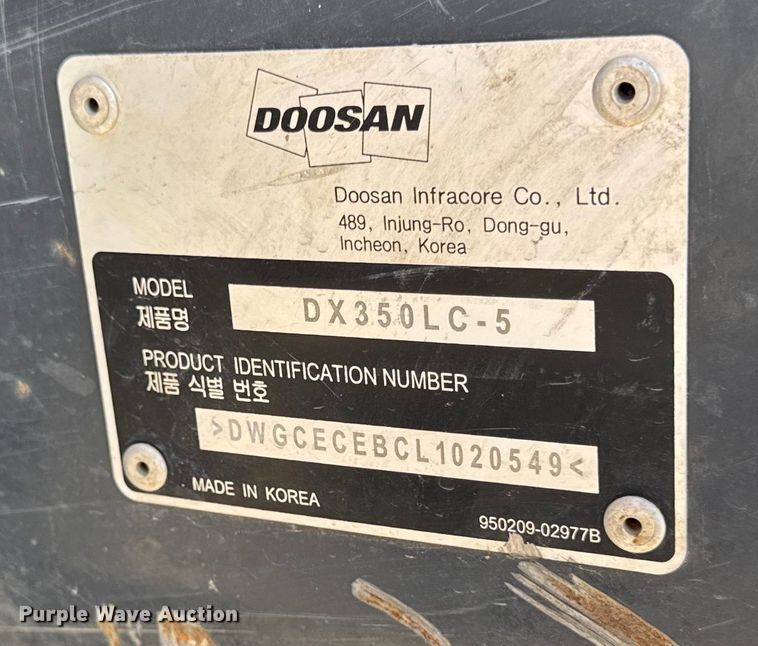 image for item YA1197 2020 Doosan DX350LC-5 excavator