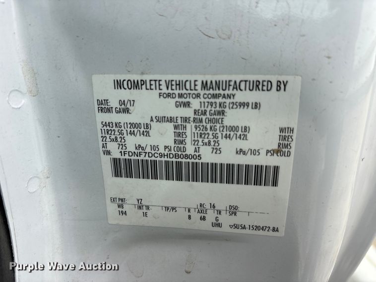 image for item YA2808 2017 Ford F750  forestry bucket truck