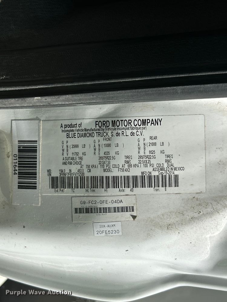 image for item YA2823 2015 Ford F750 Super Duty forestry bucket truck