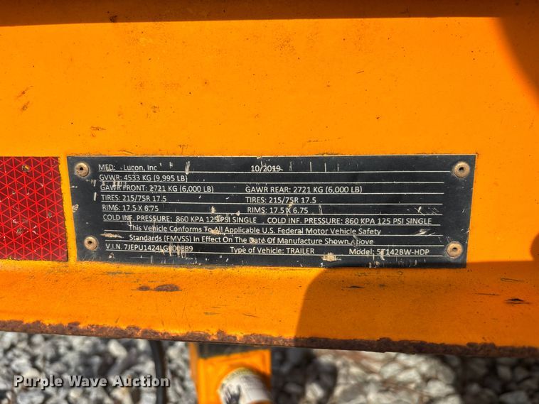 image for item YA3083 2020 Lucon 5T142BW-HDP equipment trailer