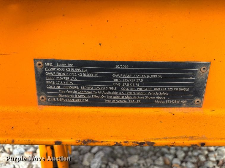 image for item YA3086 2020 Lucon 5T142BW-HDP equipment trailer