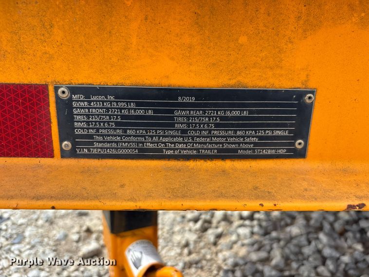image for item YA3089 2020 Lucon 5T142BW-HDP equipment trailer