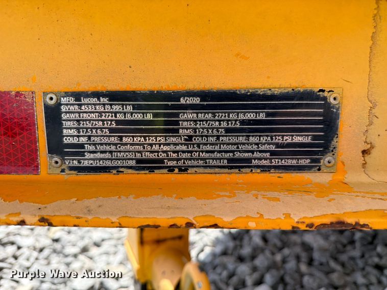 image for item YA3105 2020 Lucon 5T142BW-HDP equipment trailer