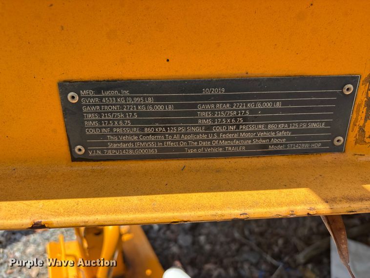 image for item YA3109 2020 Lucon ST142BW-HDP equipment trailer