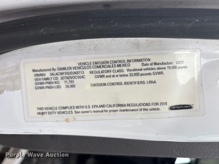 image for item YA3239 2018 Freightliner Business Class M2 forestry bucket truck