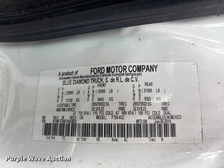 image for item YA3304 2015 Ford F750 Super Duty forestry bucket truck