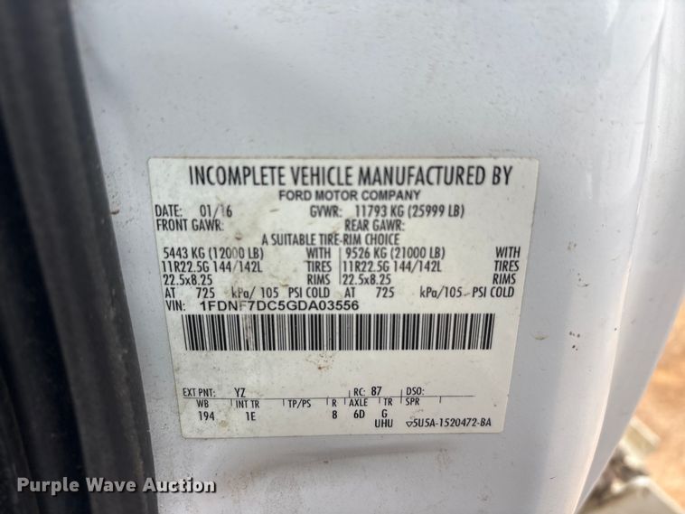 image for item YA3330 2016 Ford F750 Super Duty forestry bucket truck