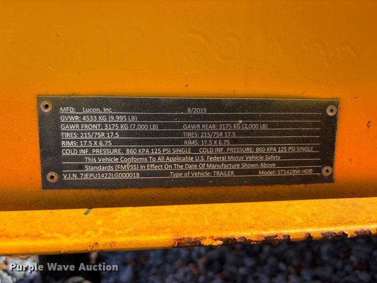 image for item YA3426 2020 Lucon 5T142BW-HDD equipment trailer