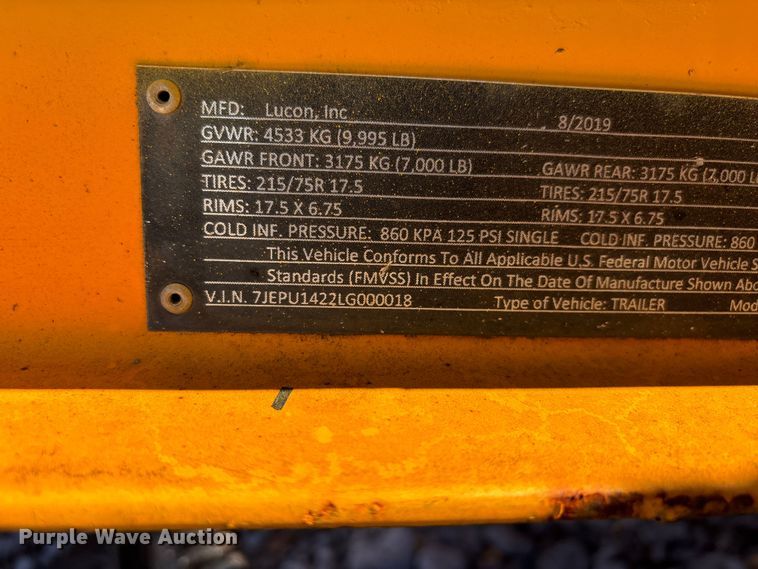 image for item YA3426 2020 Lucon 5T142BW-HDD equipment trailer