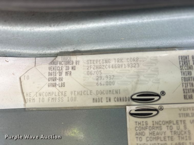 image for item YA3512 2006 Sterling L9500 crane truck