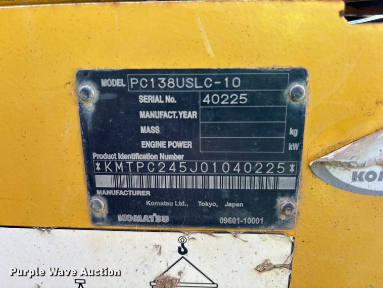 image for item YA3517 2014 Komatsu PC138US LC-10 excavator