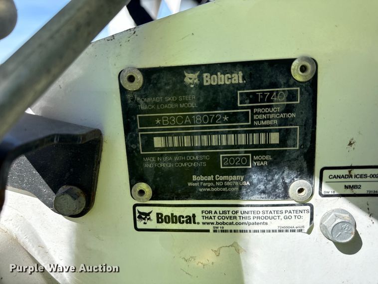 image for item YA3518 2020 Bobcat T740 tracked skid steer loader