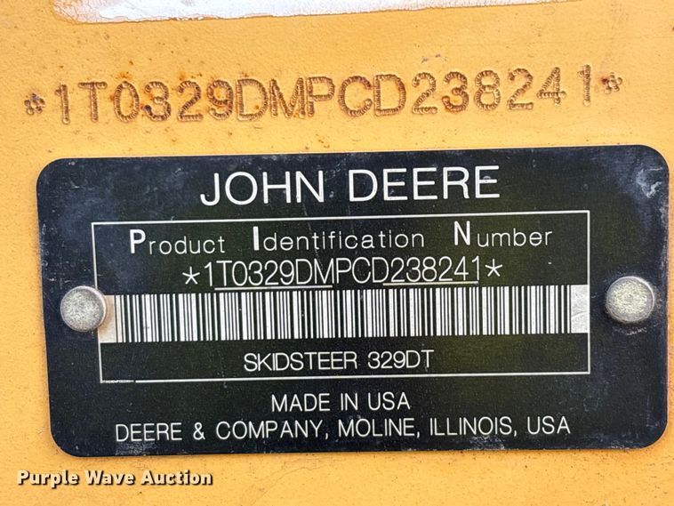 image for item YA3637 2013 John Deere 329D tracked skid steer loader