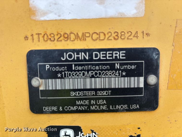image for item YA3637 2013 John Deere 329D tracked skid steer loader